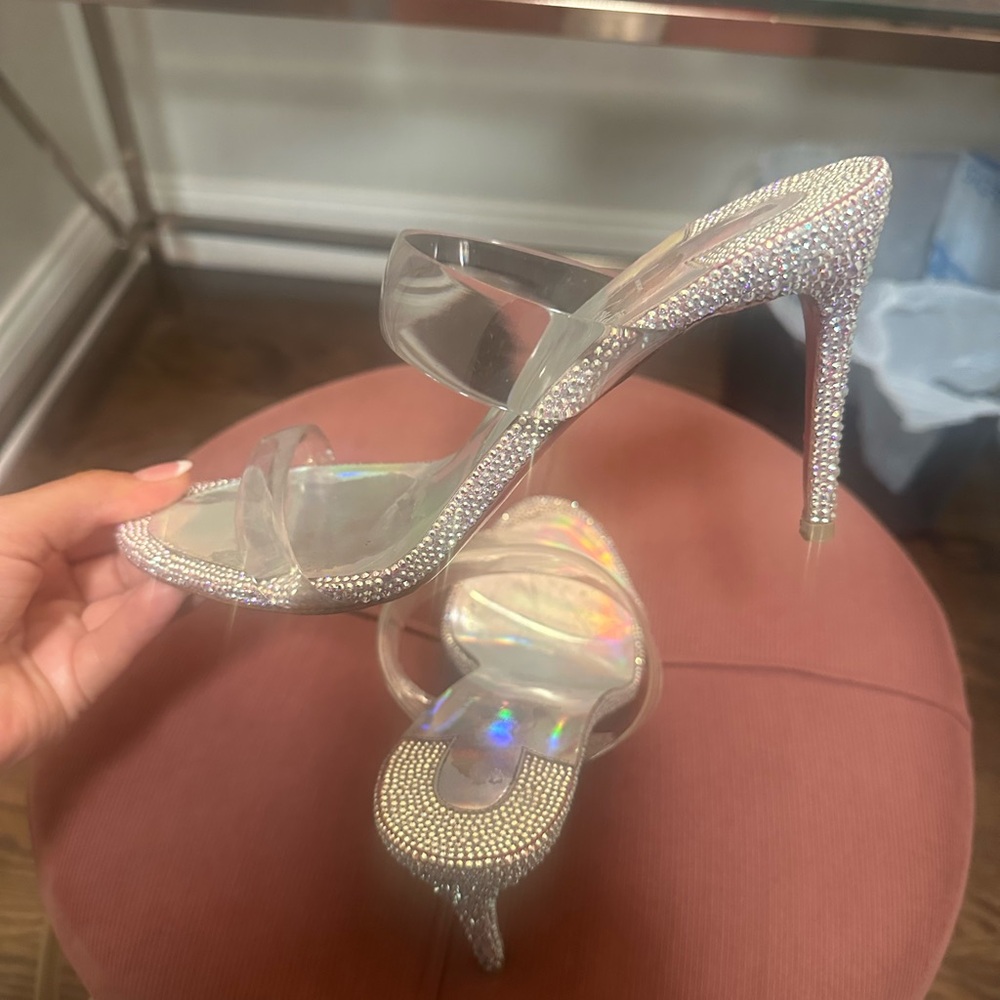 Christian Louboutin just nothing rhinestone Silver Women's Shoes 80 mm heels